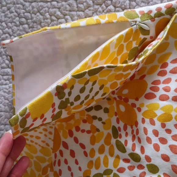 J. Crew Size 6 100% Linen Yellow Boho Print Mini Skirt With Pockets - Picture 6 of 15